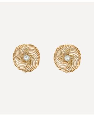 Kojis 18Ct Retro Diamond Swirl Stud Earrings - Metallic