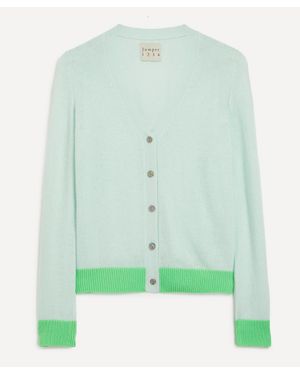 Jumper 1234 Contrast Rib Cashmere Cardigan - Green
