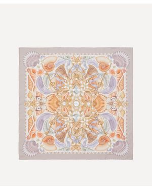 Emily Carter Shell And Starfish 65X65 Silk Scarf - White