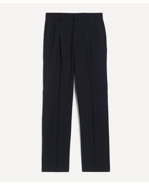 Sunspel Pleated Straight-Leg Wool Trousers - Blue