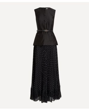Self-Portrait Taffeta Polka Dot Midi Dress - Black