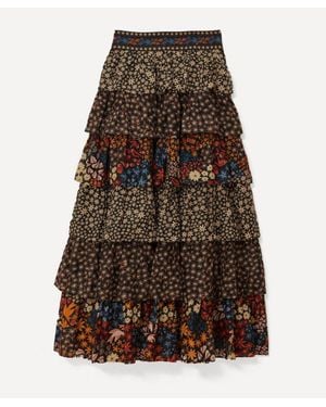 FARM Rio Jujus Garden Midi Skirt - Brown