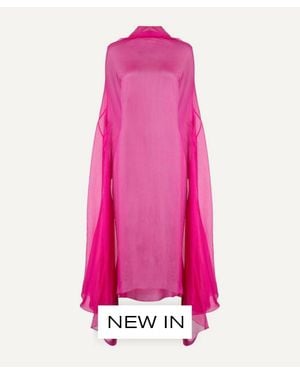 Dries Van Noten Silk Cape Dress - Pink