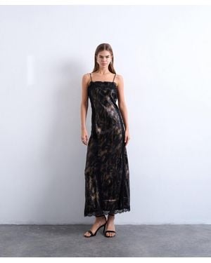 TOPSHOP Lace Abstract Print Slip Midi Dress - White