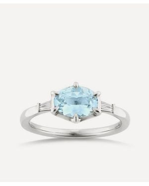 Dinny Hall 18Ct Jenna Aquamarine And Diamond Ring - Blue