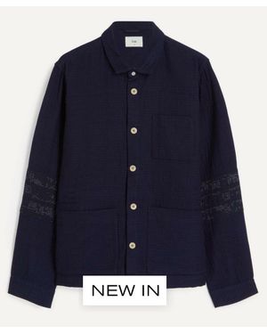 Folk Texture Assembly Jacket - Blue