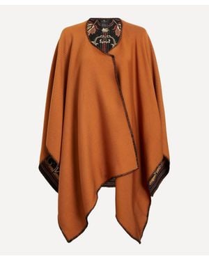 Etro Reversible Wool-Blend Cloth Cape - Orange