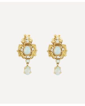 Kojis 14Ct Antique Style Opal Drop Earrings - Metallic
