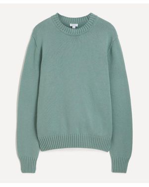Sunspel Cotton Crew Neck Sweater - Green