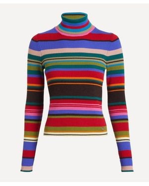 Acne Studios Striped Wool Turtleneck - Red