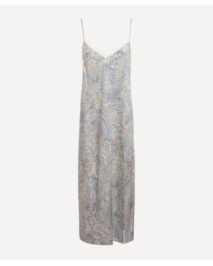 Liberty Silk-Satin Slip Dress With Lace Trim - White