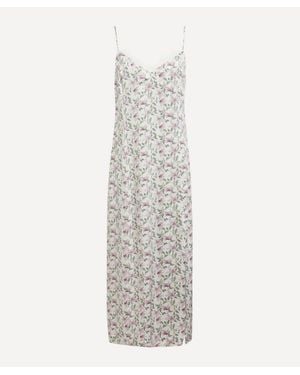 Liberty Silk-Satin Slip Dress With Lace Trim - White