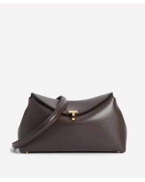 TOTEME T-Lock Leather Clutch Bag - Gray