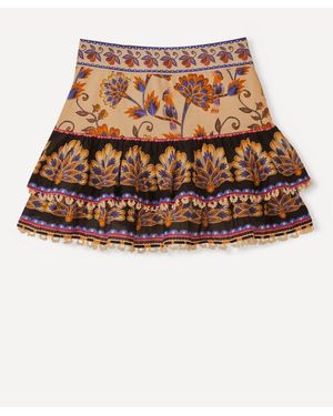 FARM Rio Ainika Maxi Floral Mini Skirt - Brown