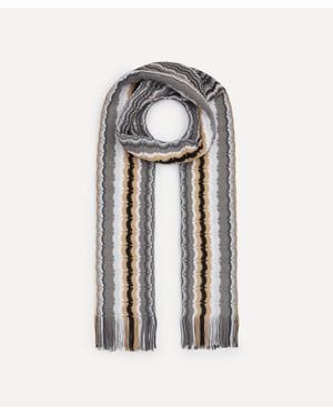 Missoni Striped Fringed Wool Scarf - White