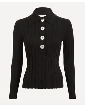 Nackiyé 'Size Sugarman Long-Sleeve Knitted Polo - Black
