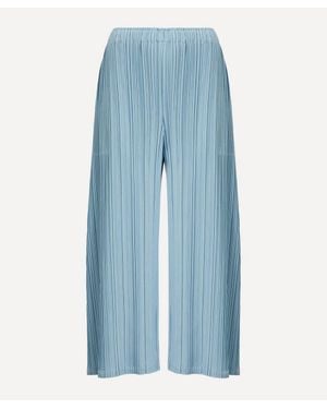 Pleats Please Issey Miyake Mellow Pleats Cropped Wide-Leg Trousers - Blue
