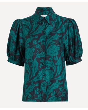 Liberty Silk Puff-Sleeve Shirt - Green