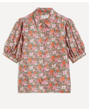 Liberty Silk Puff-Sleeve Shirt - Pink