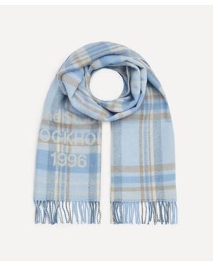 Acne Studios Check Logo Scarf - Blue