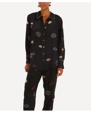 FARM Rio Beaded Kisses Pajama Pants - Black