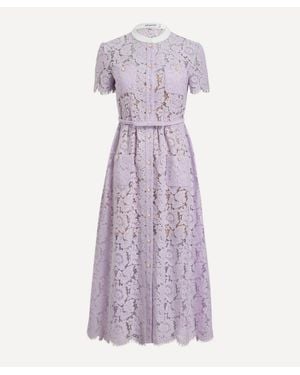 Self-Portrait Lace Button Midi Dress - Purple