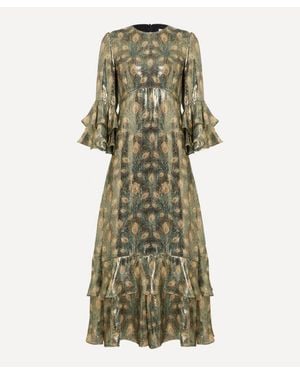 Liberty Silk Lame Gala Dress - Green