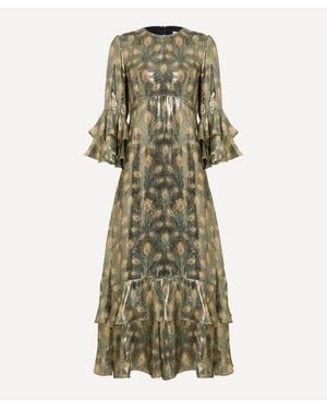 Liberty Silk Lame Gala Dress - Green