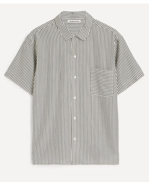 YMC Malick Striped Short-Sleeve Shirt - Gray
