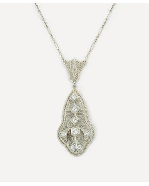Kojis 14Ct Art Deco Diamond Pendant Necklace - White