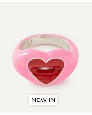 Solange Azagury-Partridge Sterling Peppy Loveheart Hotlips Ring - Pink