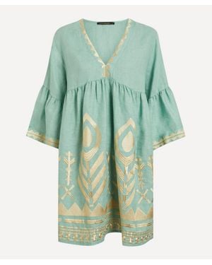 Kori Feather Classic Linen Mini Dress - Green