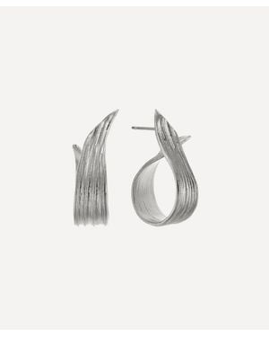 Alex Monroe Sterling Wrapped Ribwort Plantain Leaf Twist Drop Earrings - White