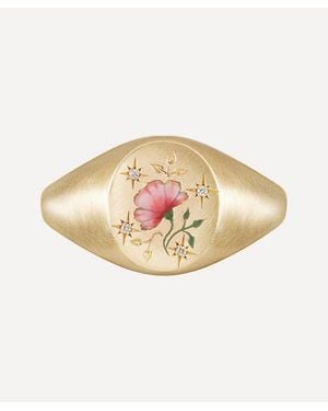 Cece Jewellery 18Ct The Rose And Diamond Signet Ring - White