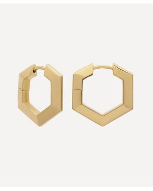 Rachel Jackson 22Ct-Plated Bevelled Hexagon Hoop Earrings - Metallic