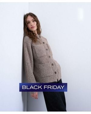 TOPSHOP Knitted Double Pocket Jacket - Multicolor