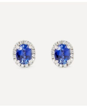 Kojis 18Ct Sapphire And Diamond Stud Earrings - Blue