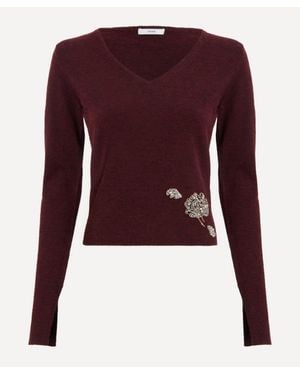 Erdem Cropped Embellished Sweater - Purple