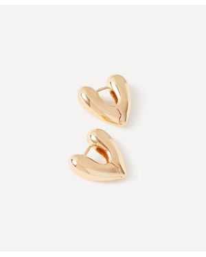 Annika Inez 14Ct-Plated Heart Hoops - White