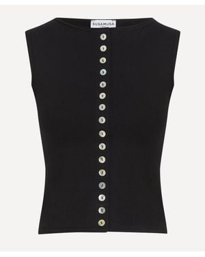 Susamusa Sadaf Button-Down Top - Black