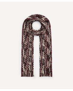 Missoni Zig-Zag Fringed Wool Scarf - Red