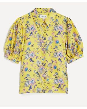 Liberty Silk Puff-Sleeve Shirt - Yellow
