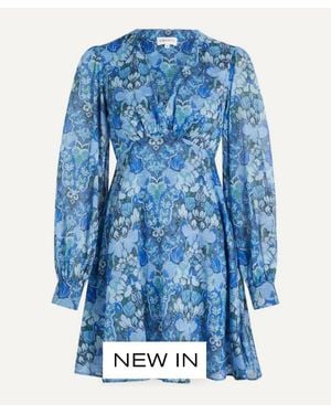 Liberty Soiree Cotton Mini Dress - Blue