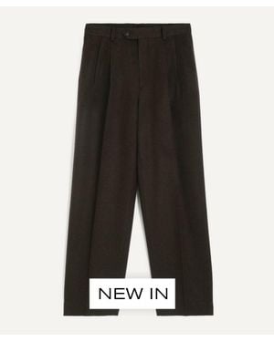 AURALEE Baby Camel Flannel Straight-Leg Trousers - Black