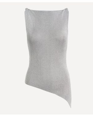 Peachy Den Amelia Metallic Knitted Top - Grey