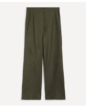Reformation Gale Linen Mid-Rise Pants - Green
