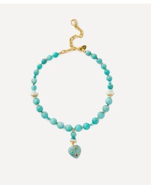 Lizzie Fortunato Plated Rincon Heart Bead Necklace - Blue