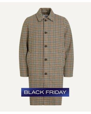 Wax London Stan Houndstooth Check Car Coat - Grey