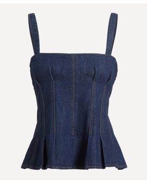 Dala Denim Strip Corset - Blue