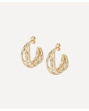 Liberty 9Ct Intertwined Plain Hoop Earrings - White